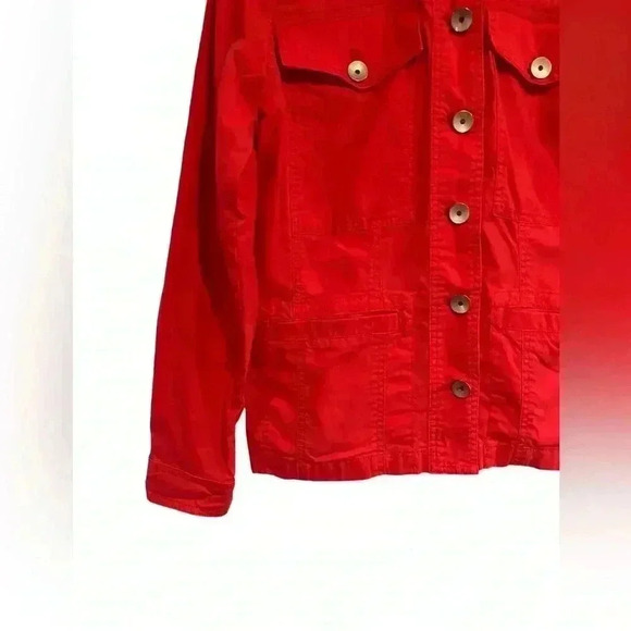 Cabi Taylor Utility Ruffle Back Button Down
Jacket #727 Red Orange - Picture 5 of 14
